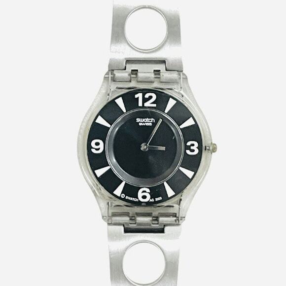 Swatch Watch BLACK ZONE SFM105G 2004 SKIN Ultra Thin Swiss Quartz New Old Stock - Picture 1 of 8
